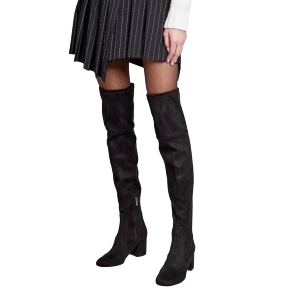 Sam Edelman Varona Black Suede Over the Knee Block Heel Thigh High Boots